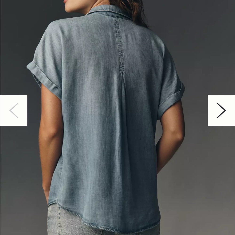 Anthropologie Cloth & Stone Breezy Chambray Denim Button Down - Picture 3 of 5